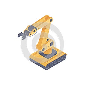 Automated robot arm isometric vector illustration