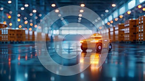 Automated robot working in modern warehouse