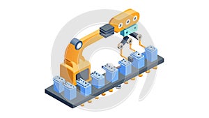 Automated Robotic Arm on Conveyor Belt for Smart Factory, vector design Generative AI
