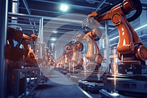 Automated Robotic Arms in a High-Tech Factory Setting