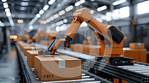 Automated robots in the manufacturing industry. packing production line technology
