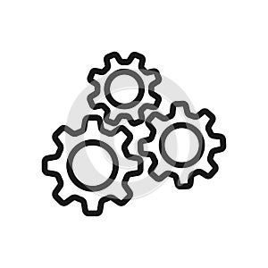 Automated system line icon. Data processing, machine learning, artificial intelligence