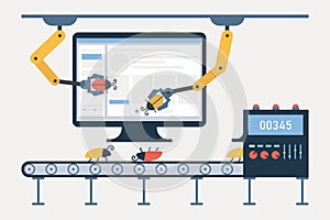 Automated testing, automotive executed test, software auto tester concept. Vector illustration