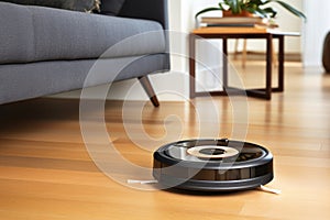 automated vacuum cleaner navigating a carpeted room