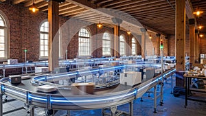 Automated Warehouse Conveyor System with Packages