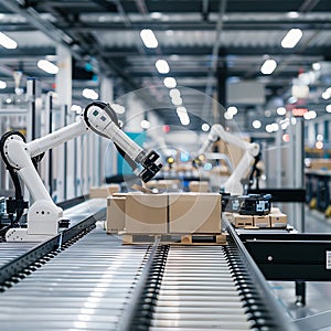 Automated Warehouse Robotics System in Action photo