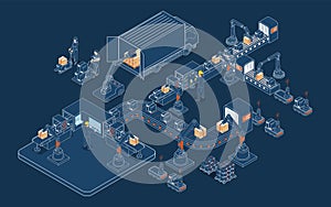 Automated Warehouse Robots and Smart Warehouse Technology concept with Agv robots, Warehouse Automation System and Automated