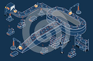 Automated Warehouse Robots and Smart warehouse technology Concept with Warehouse Automation System and Autonomous Robot