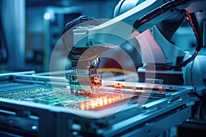 Automatic assembly line for electronics production. Generative AI