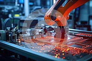 Automatic assembly line for electronics production. Generative AI