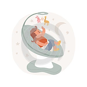 Automatic baby rocker isolated cartoon vector illustration.