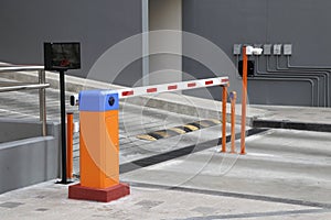 Automatic barrier gate with RFID Card dispenser system for car parking.