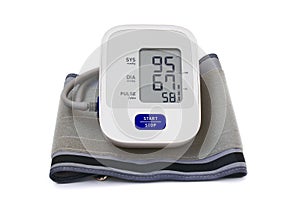 automatic blood pressure meter on white background