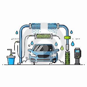 Automatic Car Wash Service Illustration