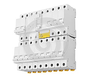 Automatic circuit breakers, isolated on a white background