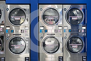 Automatic coin washing manic in row