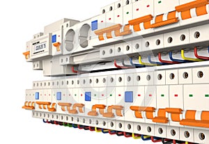 Automatic electrical components in a raw 3d illustration.