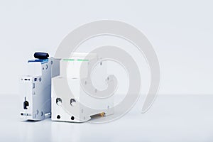 Automatic electricity switchers on white background