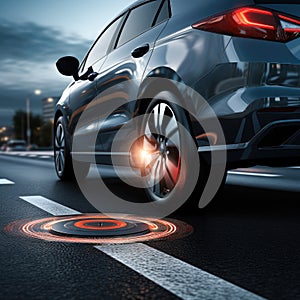 Automatic emergency braking demonstrated in a close-up, ensuring swift