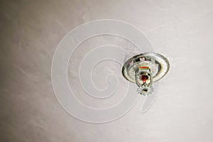 Automatic fire sprinkler system install on the ceiling for extinguishing by the head of it will spray water into the floor