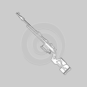 Automatic firearms, pistol, rifle, machine gun, in a linear style