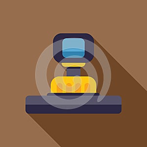 Automatic floor scrubber machine is cleaning the floor