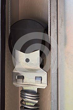 Automatic Garage Door mechanism close up. Lifting gates of the garage.