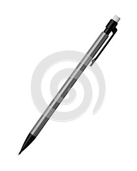 Automatic grey pencil isolated on white background