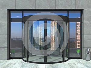 Automatic half round glass door