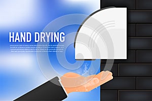 Automatic Hand Dryer, hygienic equipment. Vector illustration.