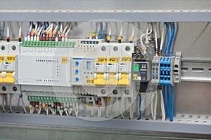 Automatic input of a reserve, PLC. Close-up, selective focus