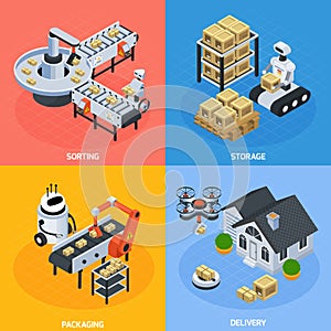 Automatic Logistics Concept Icons Set