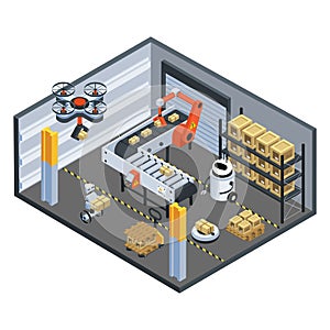 Automatic Logistics Delivery Isometric Background