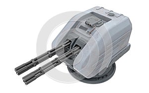 Automatic machine gun turret isolated on white background