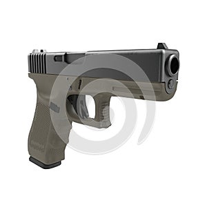 Automatic 9mm handgun pistol isolated on white. 3D illustration