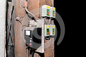 Automatic old electrical box with start buttons control panel