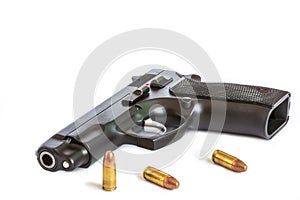 Automatic pistol handgun weapon with bullets