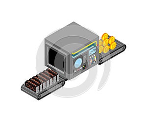 Automatic production of bitcoins. Videocrata and cryptocurrency Production complex of technological equipment. Engineering vehicle