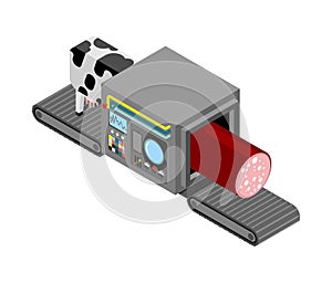 Automatic production of colabsa. Cow and sausages Production complex of technological equipment. Meat products Engineering machine