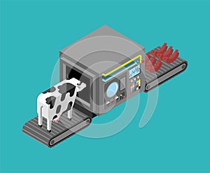 Automatic production of colabsa. Cow and sausages Production complex of technological equipment. Meat products Engineering machine