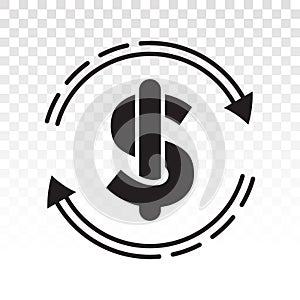 Automatic recurring payments or billing cycle line art icon for apps and websites