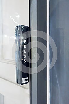 Automatic sliding door with wireless push button for user controller.