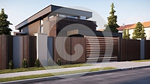 Automatic sliding doors with wood texture in the cottage