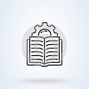 Automatic solution sign line icon or logo. machine learning process concept. Data science technology and machine learning process