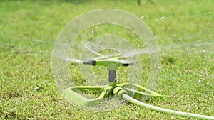 Automatic sprinklers system watering lawn