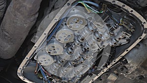 Automatic transmission disassembly in a car service center