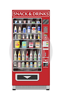 Automatic vending machine with food and drinks.