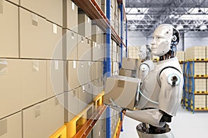 Automatic warehouse with robot work in warehouse