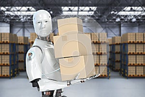 Automatic warehouse with robot work in warehouse