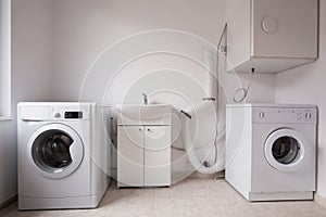 Automatic washing machines in laundry